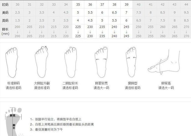 运动鞋尺码